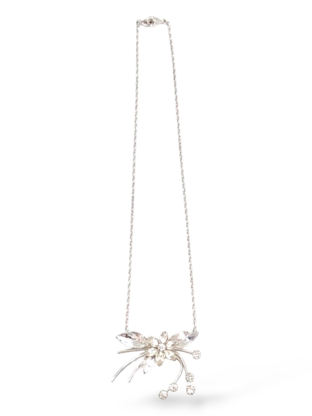 Vintage Amco 1/20 14K Gold Filled Floral Crystal Pendant Necklace feminine VTG